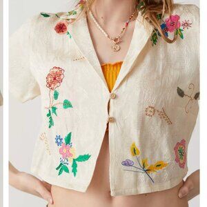 UO Eden Embroidered Souvenir Button-Down Top